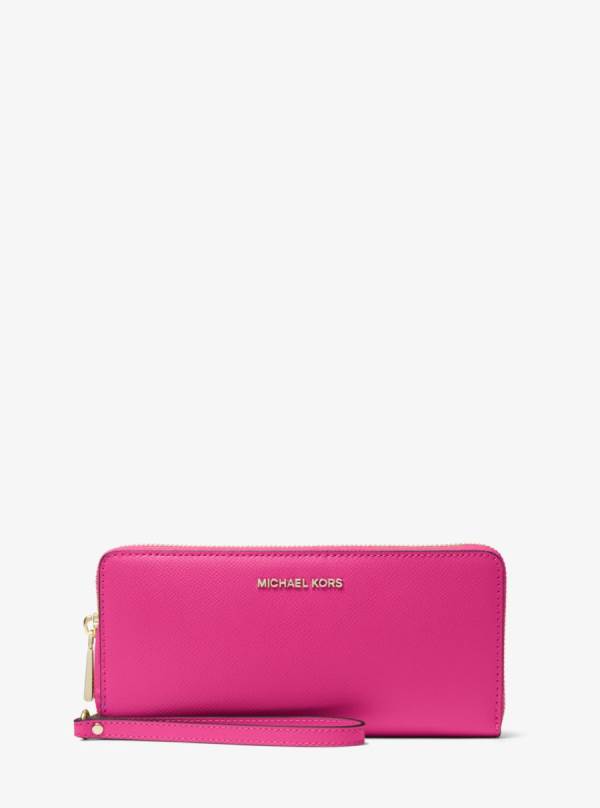 Damske Penazenky Michael Kors Crossgrain Leather Continental Wristlet Ruzove - Doplnky Michael Kors Vypredaj | NLVJX-2083